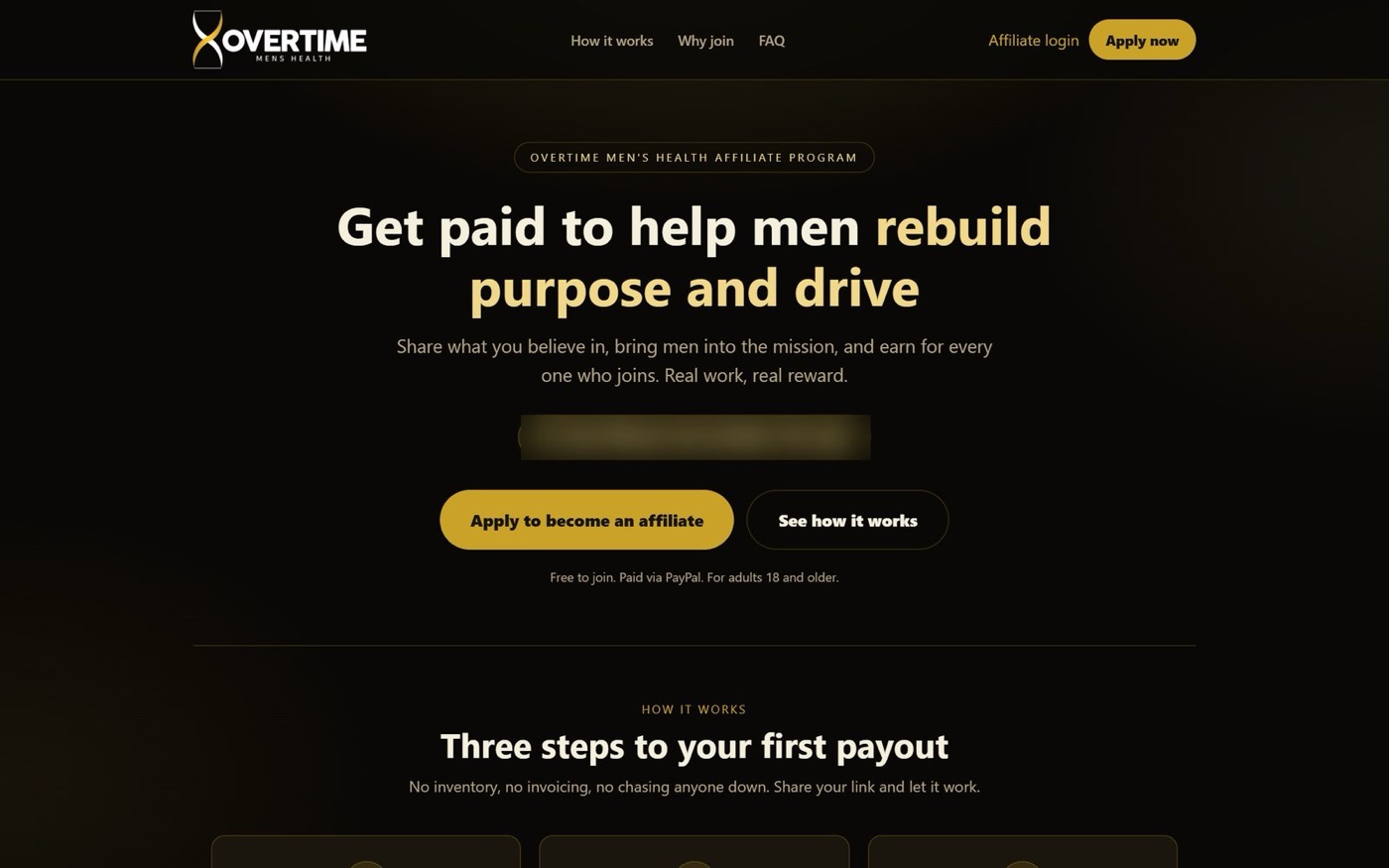 Affiliate landing page