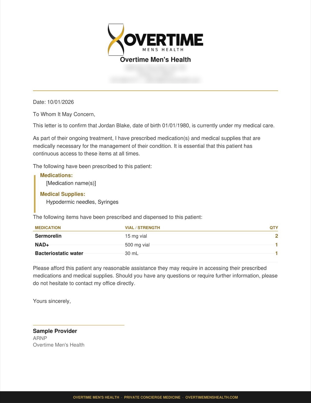 Medical letter for a fictional patient
